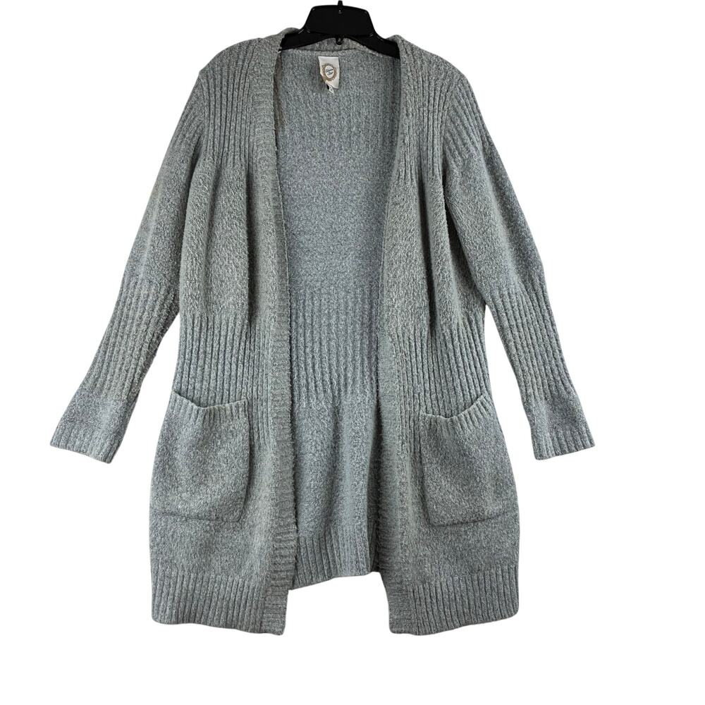 Eleven Star Brushed Plush Knit Cardigan Sweater Women's Medium Long Length Blue